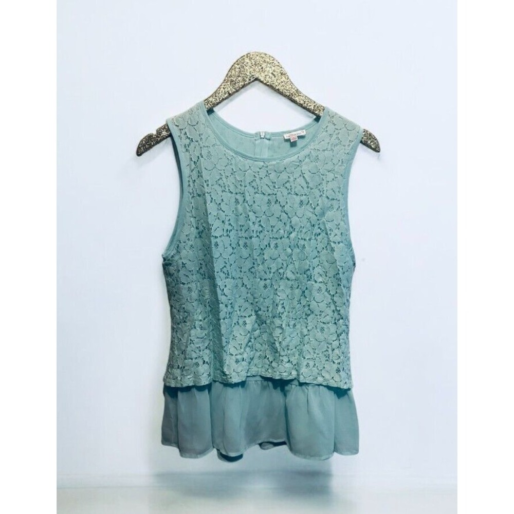Women's Juniors Green Lace Sleeveless‎ Shirt Size Large